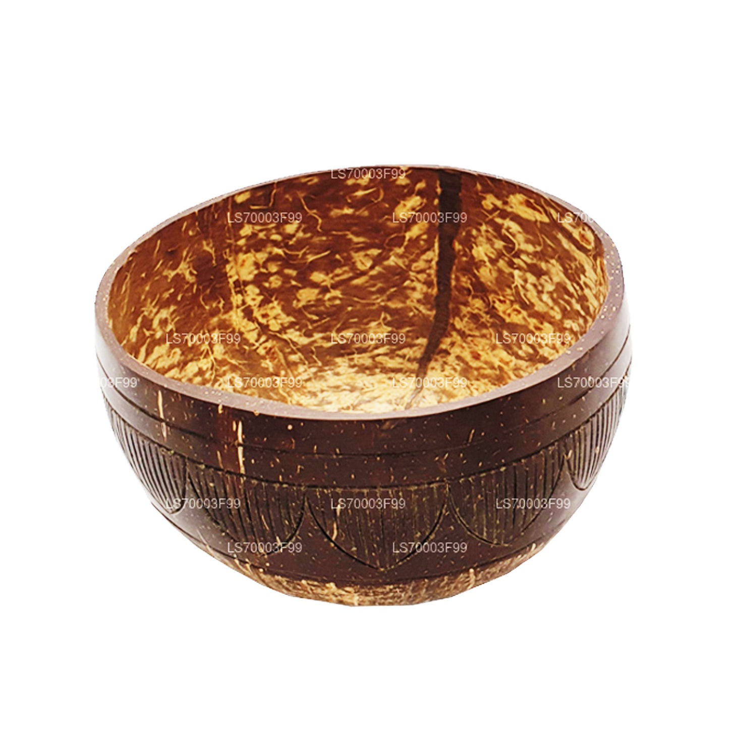 Tazón de batido de cáscara de coco con cuchara y tenedor