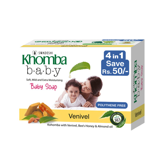 Jabón para bebés Swadeshi Khomba Venivel 4 en 1 (4 x 70 g)