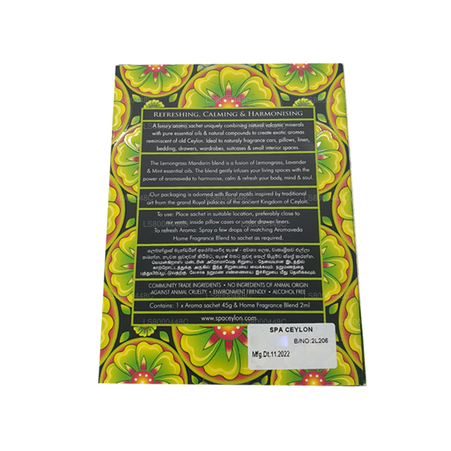 Saco aromático Spa Ceylon Lemongrass Mandarin Aromaveda (45 g)