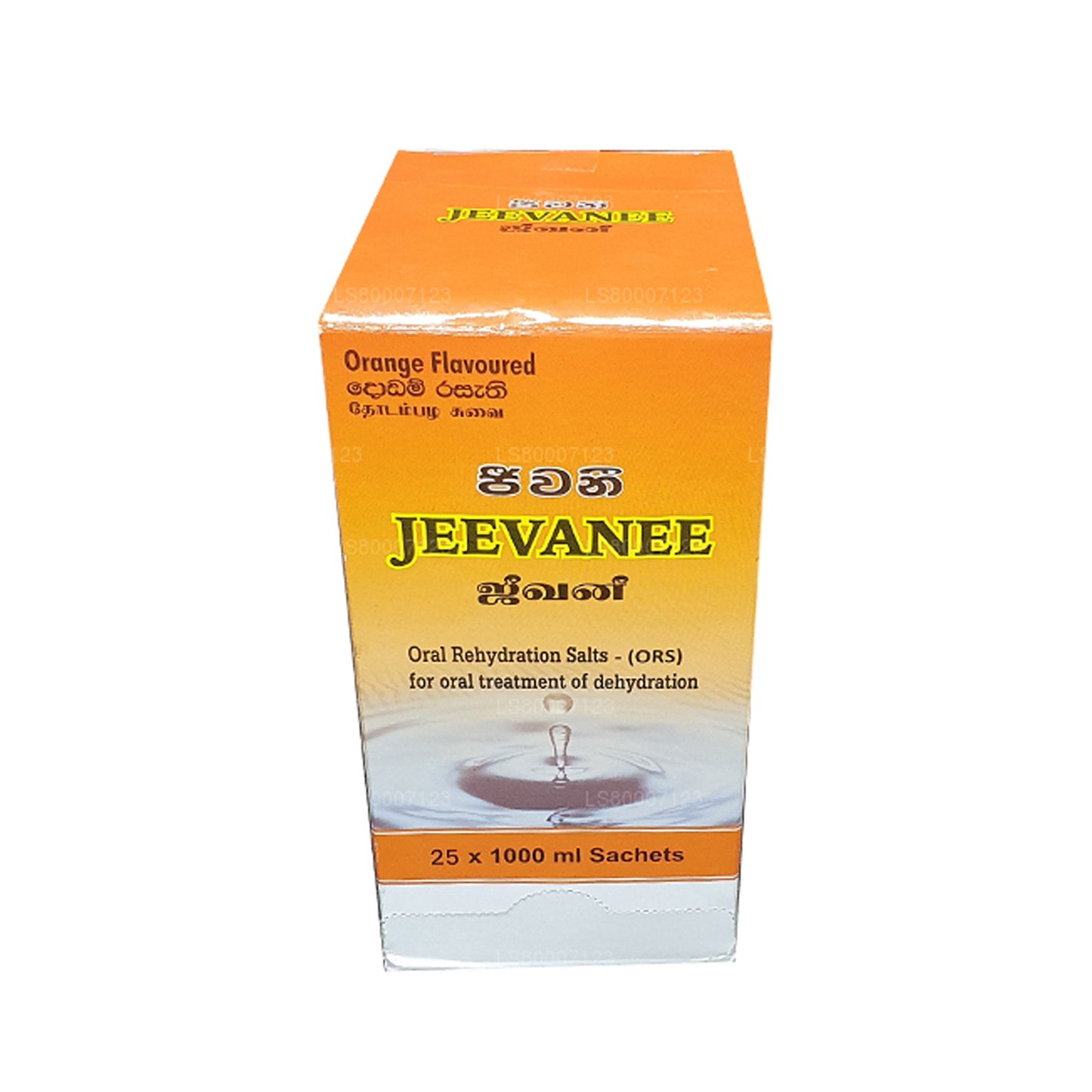 Sales de rehidratación oral Jeevanee con sabor a naranja (25 sobres)