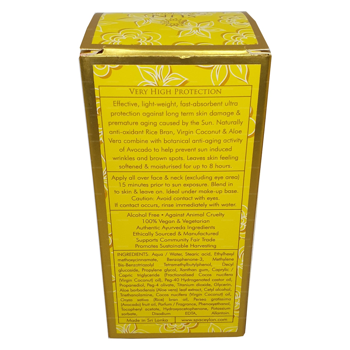 Crema facial antiedad Spa Ceylon SUN Moisture Care UVA + UVB «SPF 50+» (30 ml)