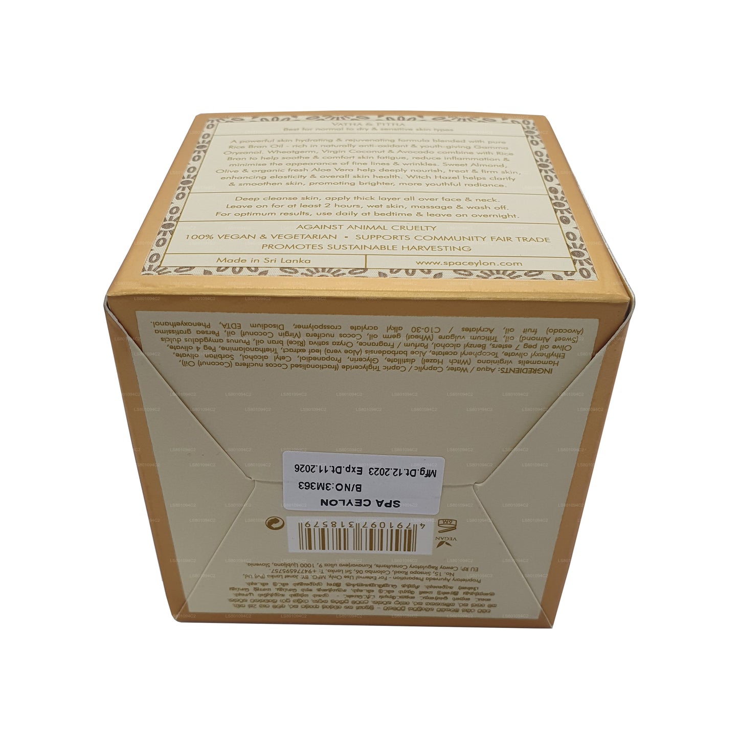 Tratamiento hidratante nocturno de arroz blanco de Ceilán Spa (200 g)