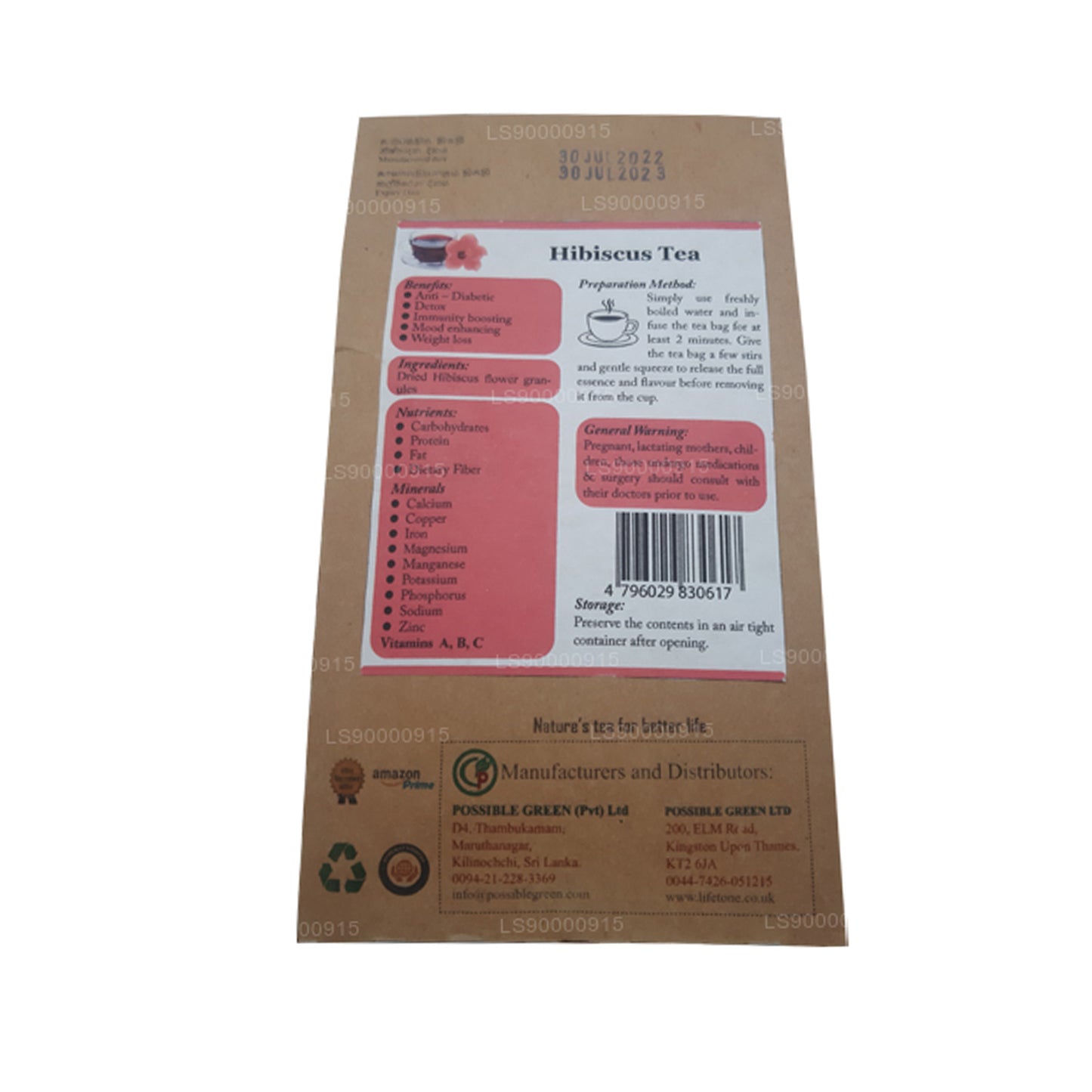 Té de flor de hibisco Lifetone (30 g)