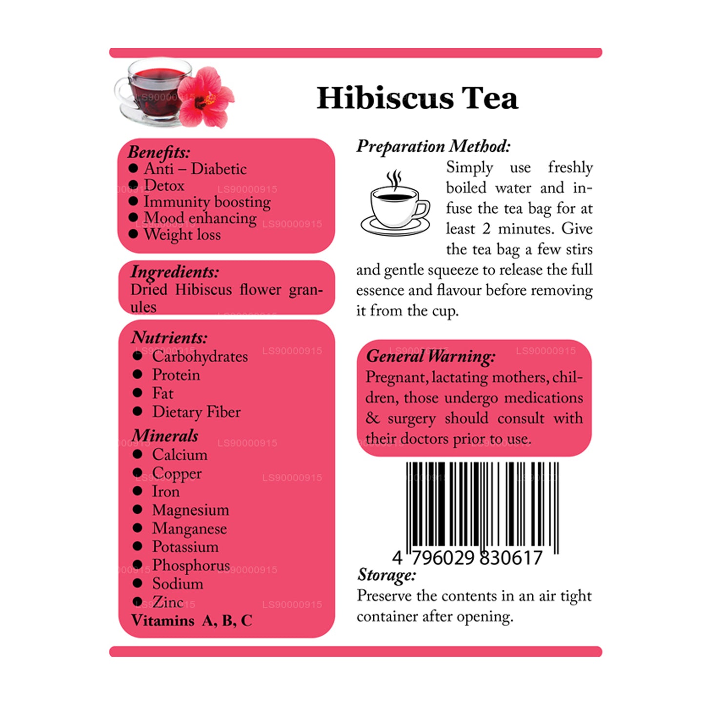 Té de flor de hibisco Lifetone (30 g)