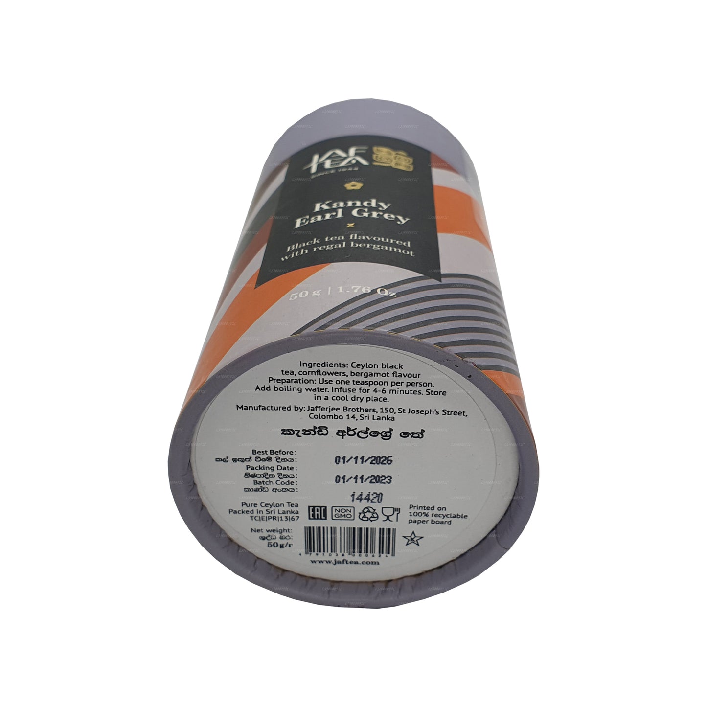 Té negro Jaf Tea Kandy Earl Grey aromatizado con bergamota regal (50 g)