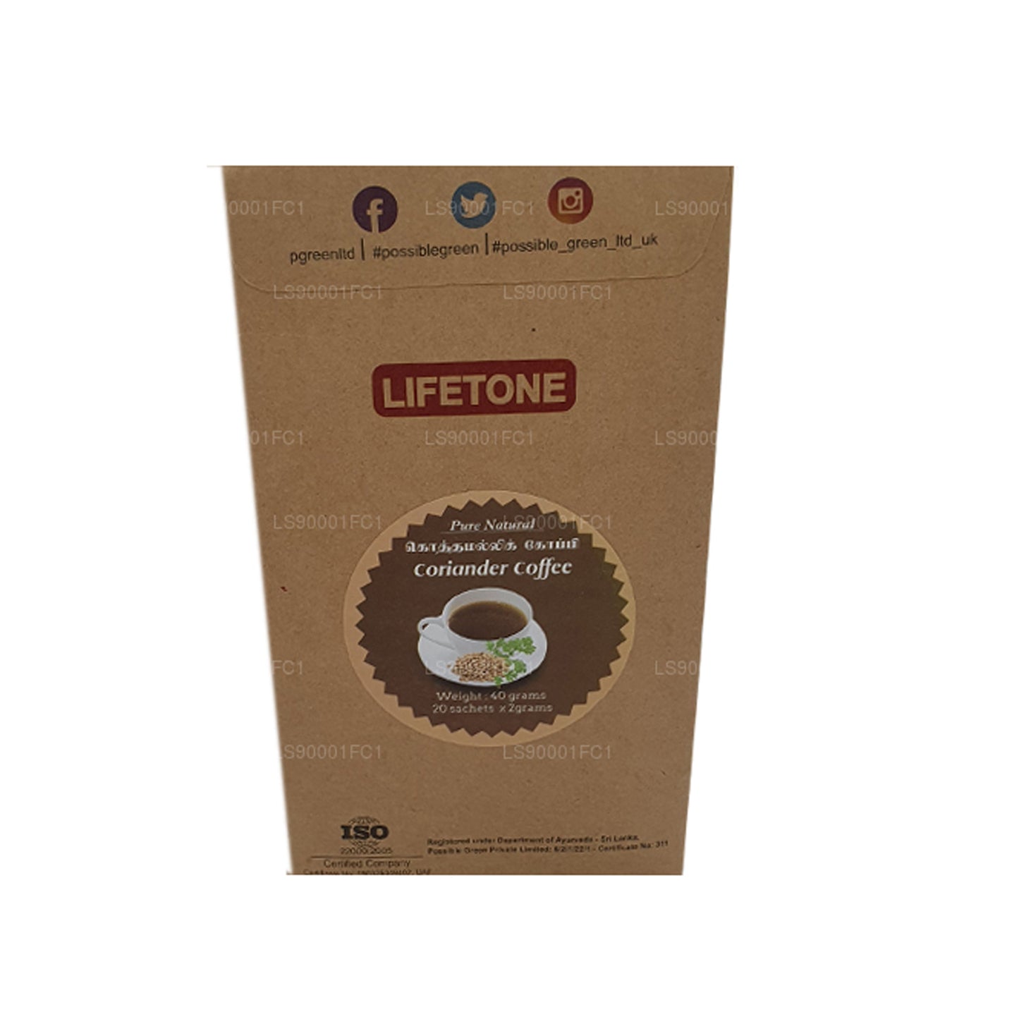 Café con Semillas de Cilantro Lifetone (40 g) 20 Sobres