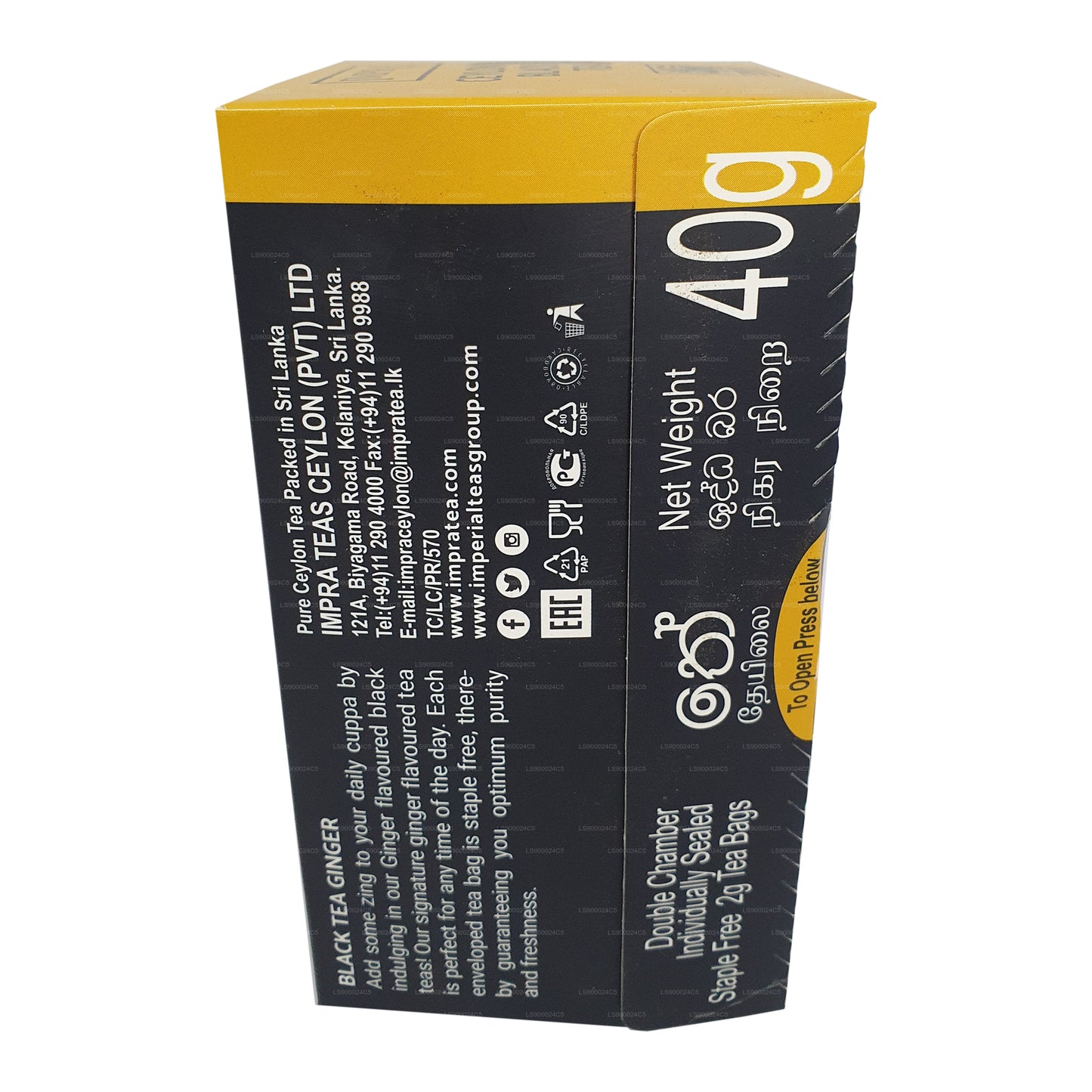 Paquete de 20 bolsitas de té Impra Ginger Foil (40 g)