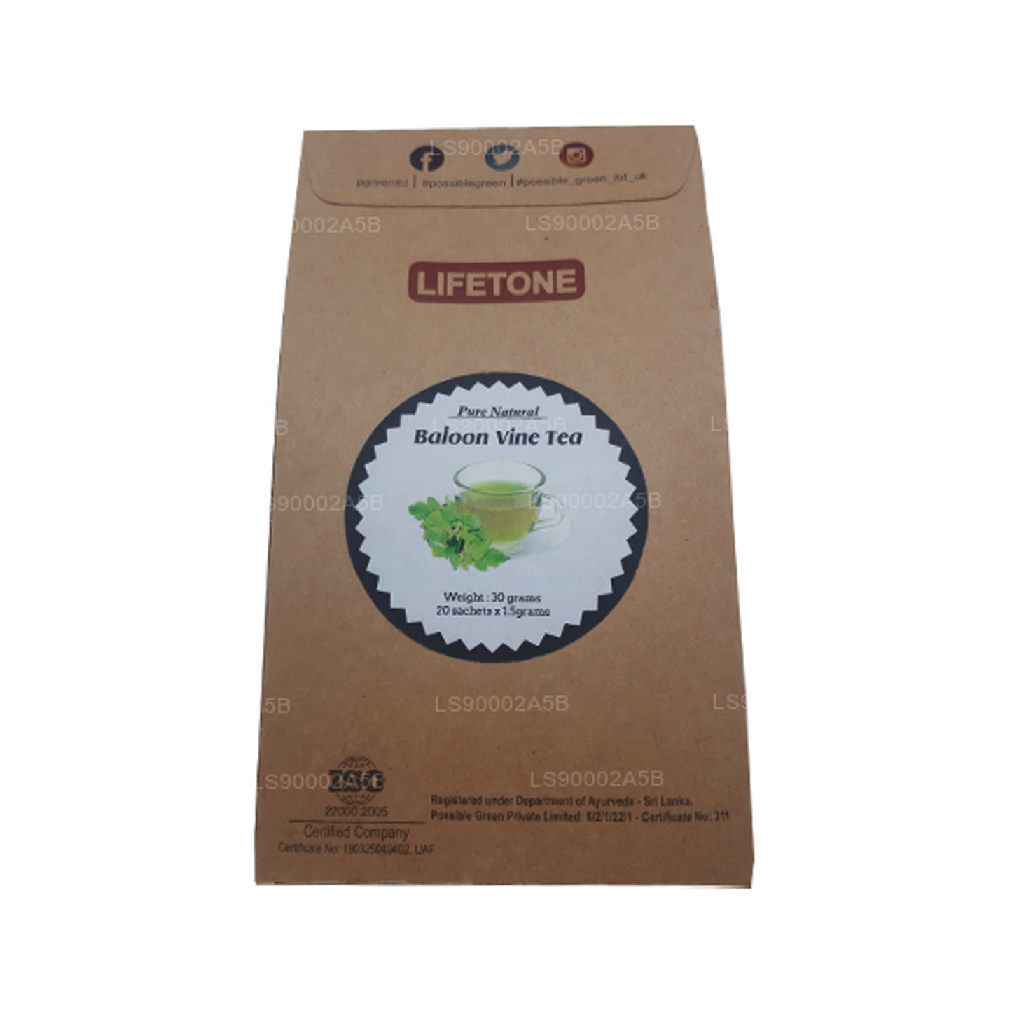 Té Lifetone Balloon Vine (30 g) 20 bolsitas de té
