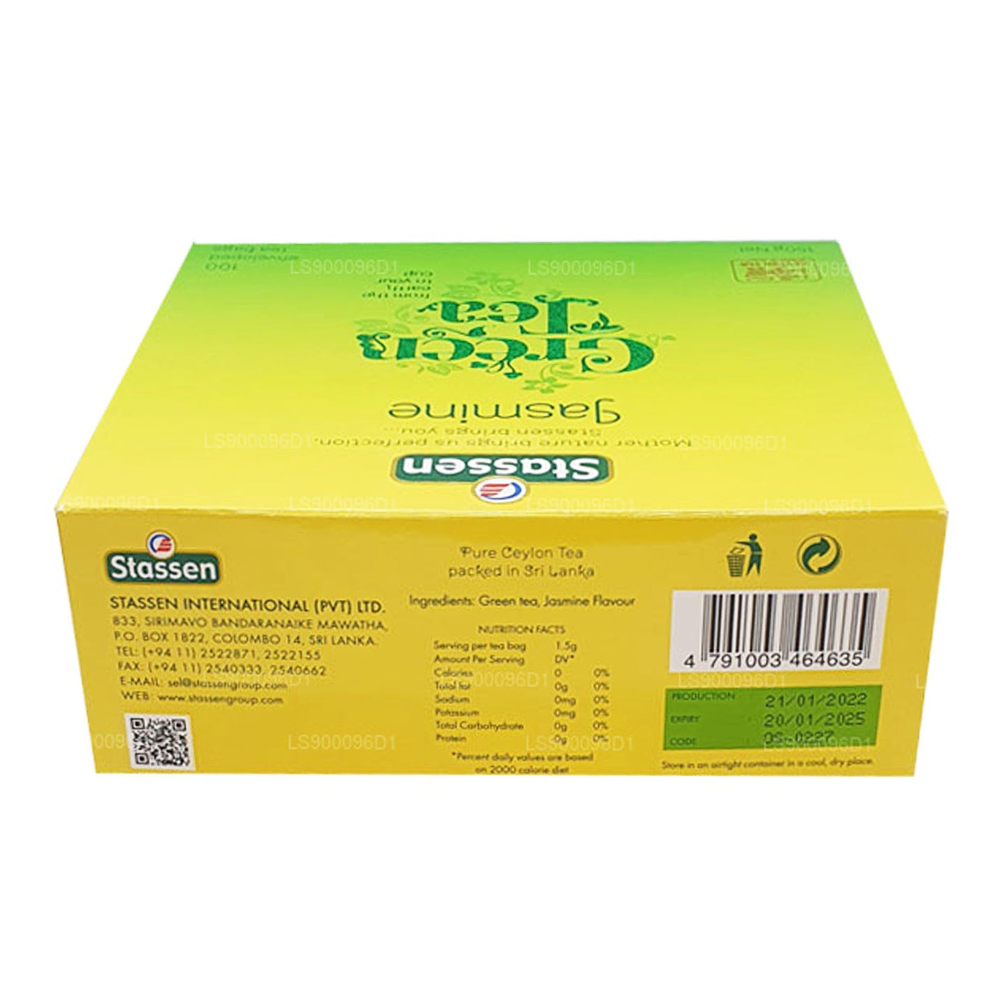 Té verde Stassen Jasmine (37,5 g) 25 bolsitas de té