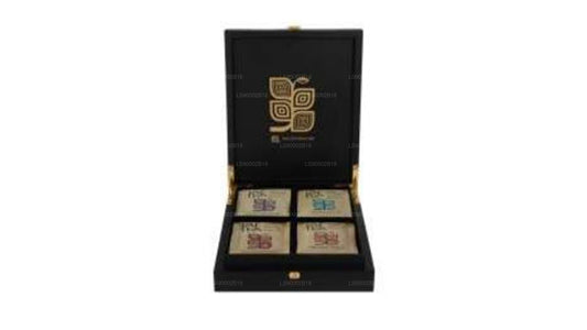 Presentador de madera Jaf Tea con tapa cerrada y 4 compartimentos