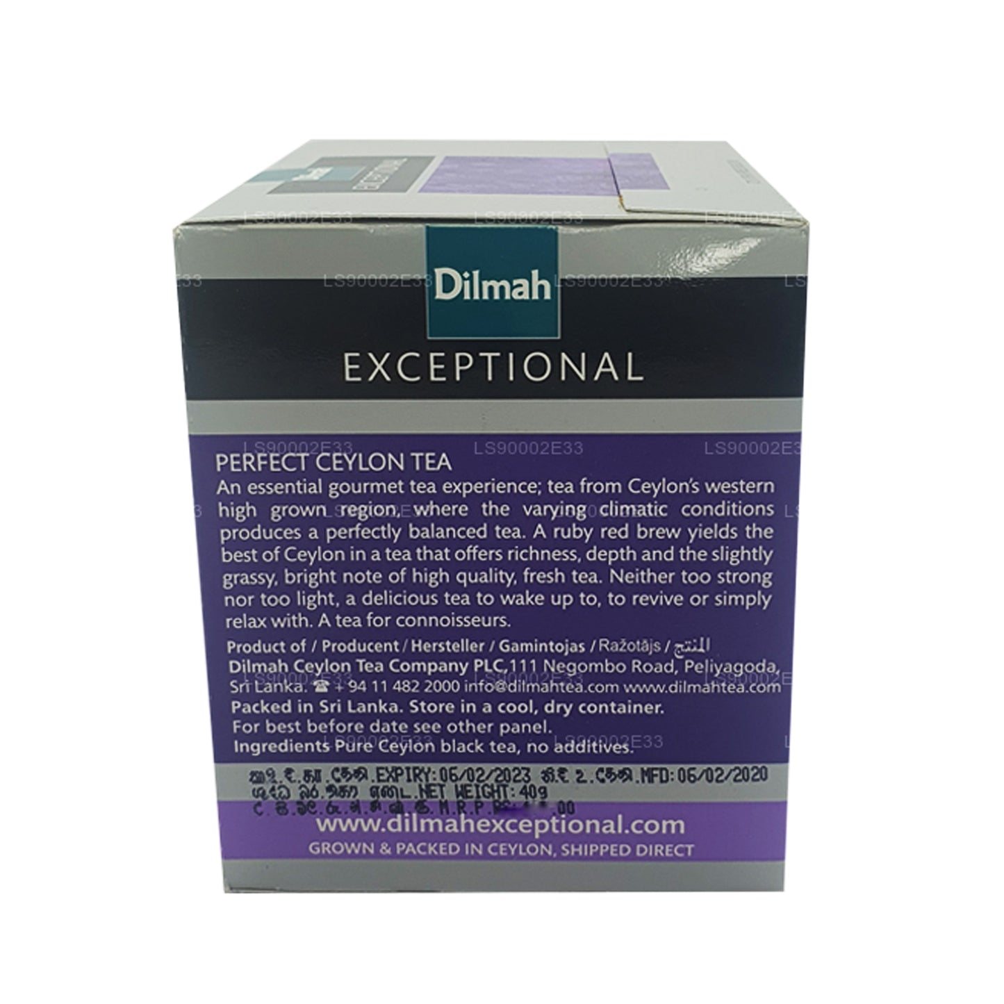 Té Dilmah Exceptional Perfect de Ceilán con hojas reales (40 g), 20 bolsas