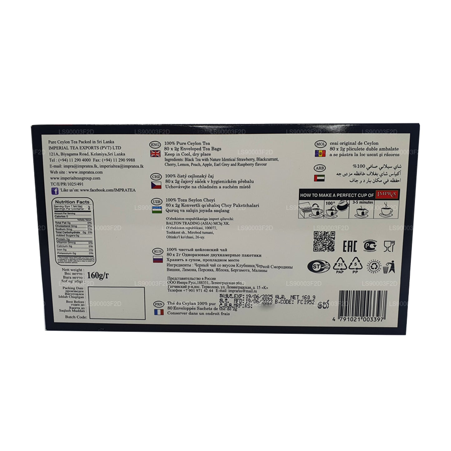 Colección de té negro Impra 8 Flavours (160 g)