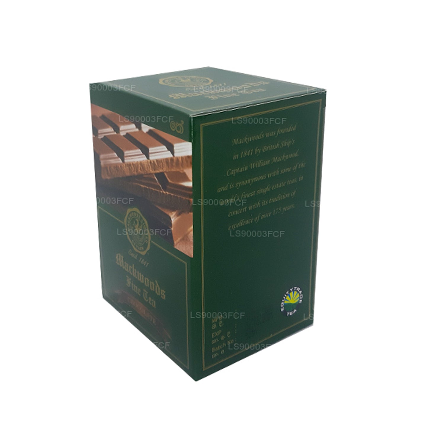 Té negro de Ceilán Mackwoods Single Estate con sabor a chocolate (50 g) 25 bolsitas de té