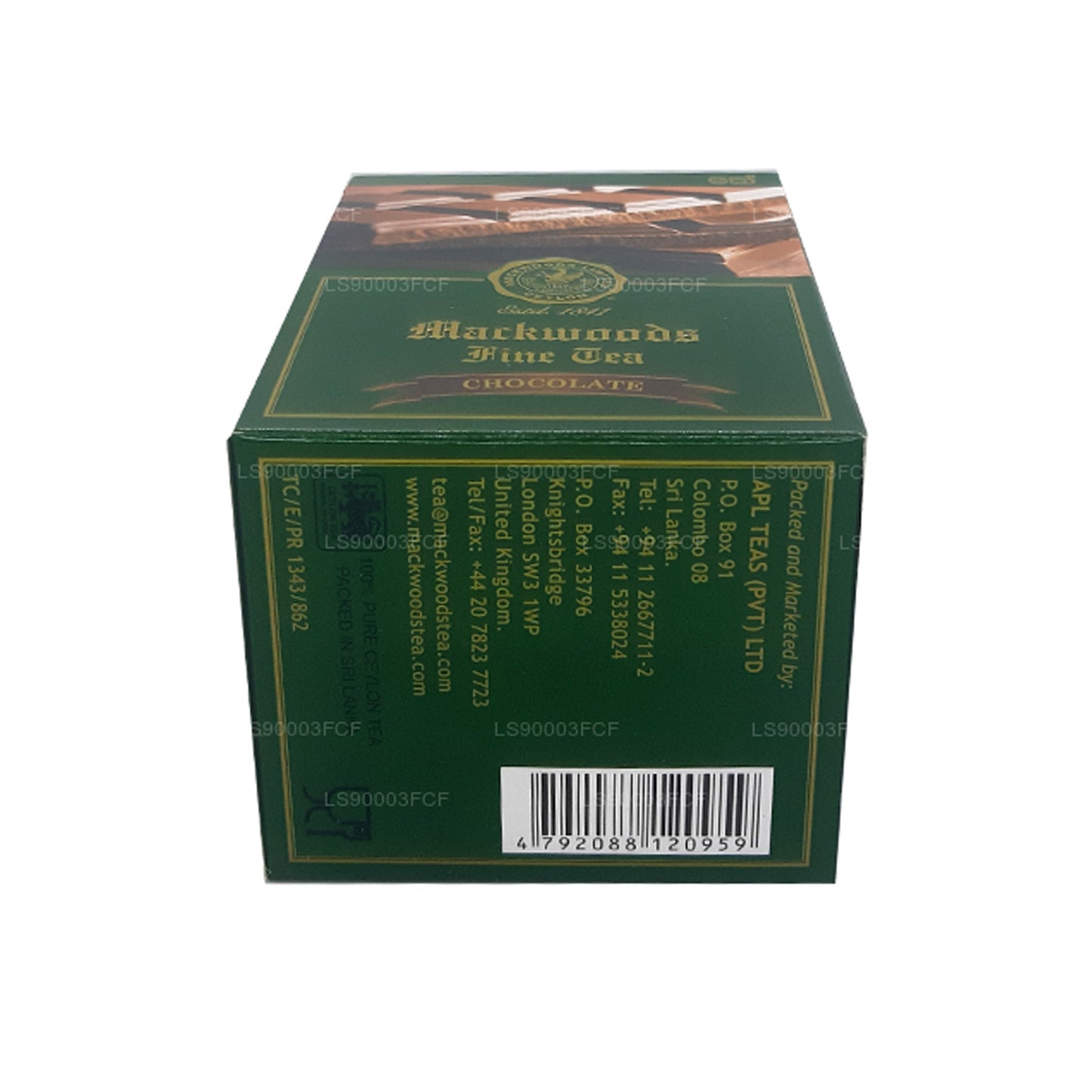 Té negro de Ceilán Mackwoods Single Estate con sabor a chocolate (50 g) 25 bolsitas de té