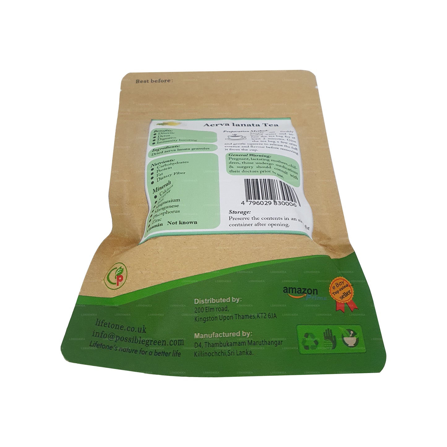 Serva Lanata Lifetone (Polpala, hierba nudosa de montaña) (30 g), 20 bolsas de té