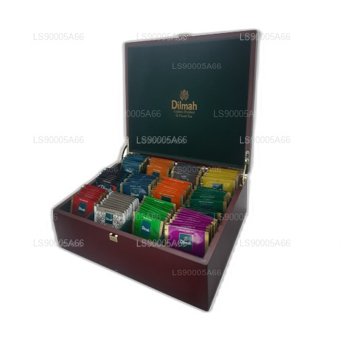 Presentador de madera de lujo Dilmah con tapa (12 variedades)