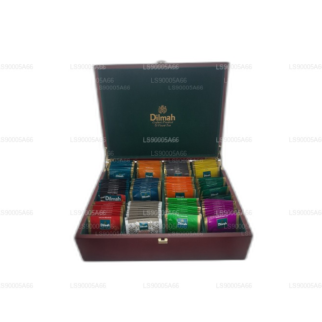 Presentador de madera de lujo Dilmah con tapa (12 variedades)
