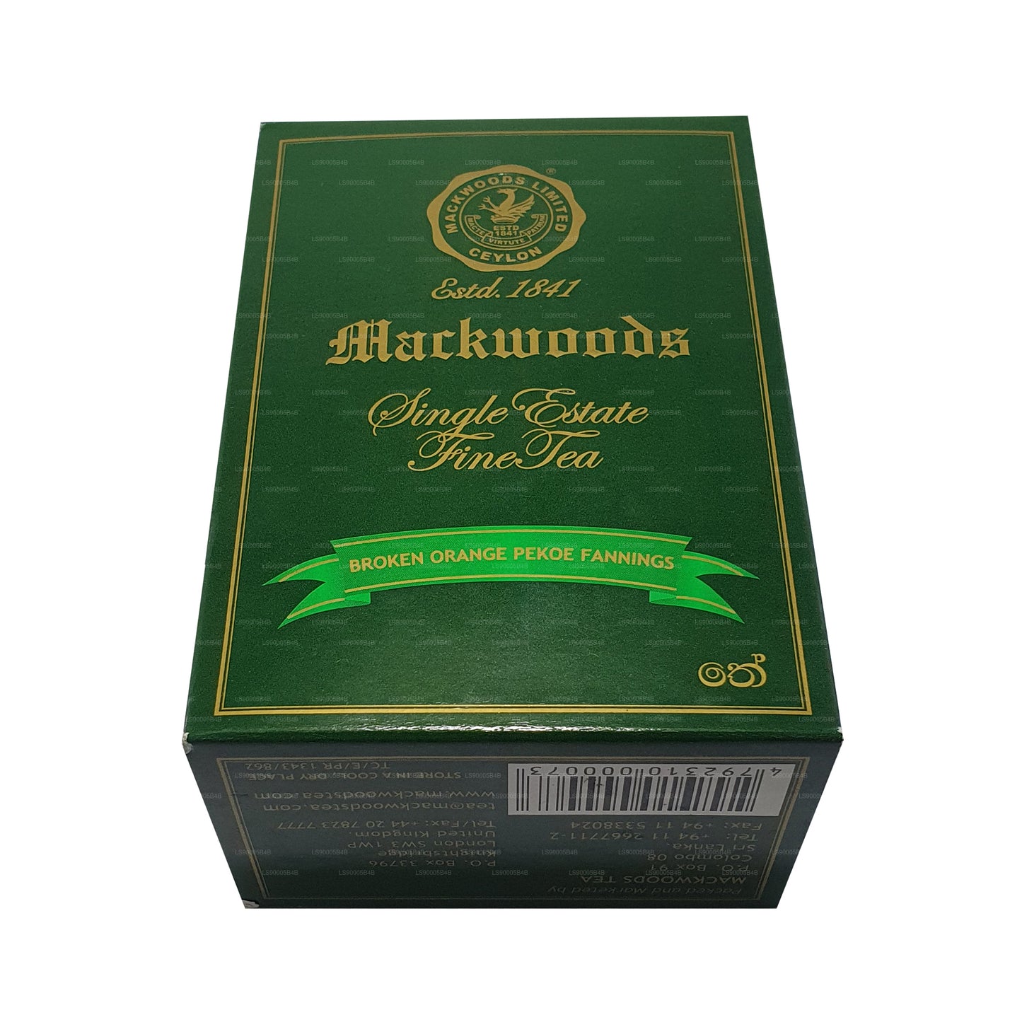 Té negro de Ceilán de hojas sueltas Mackwoods Single Estate Broken Orange Pekoe Fannings (BOPF) (200 g)