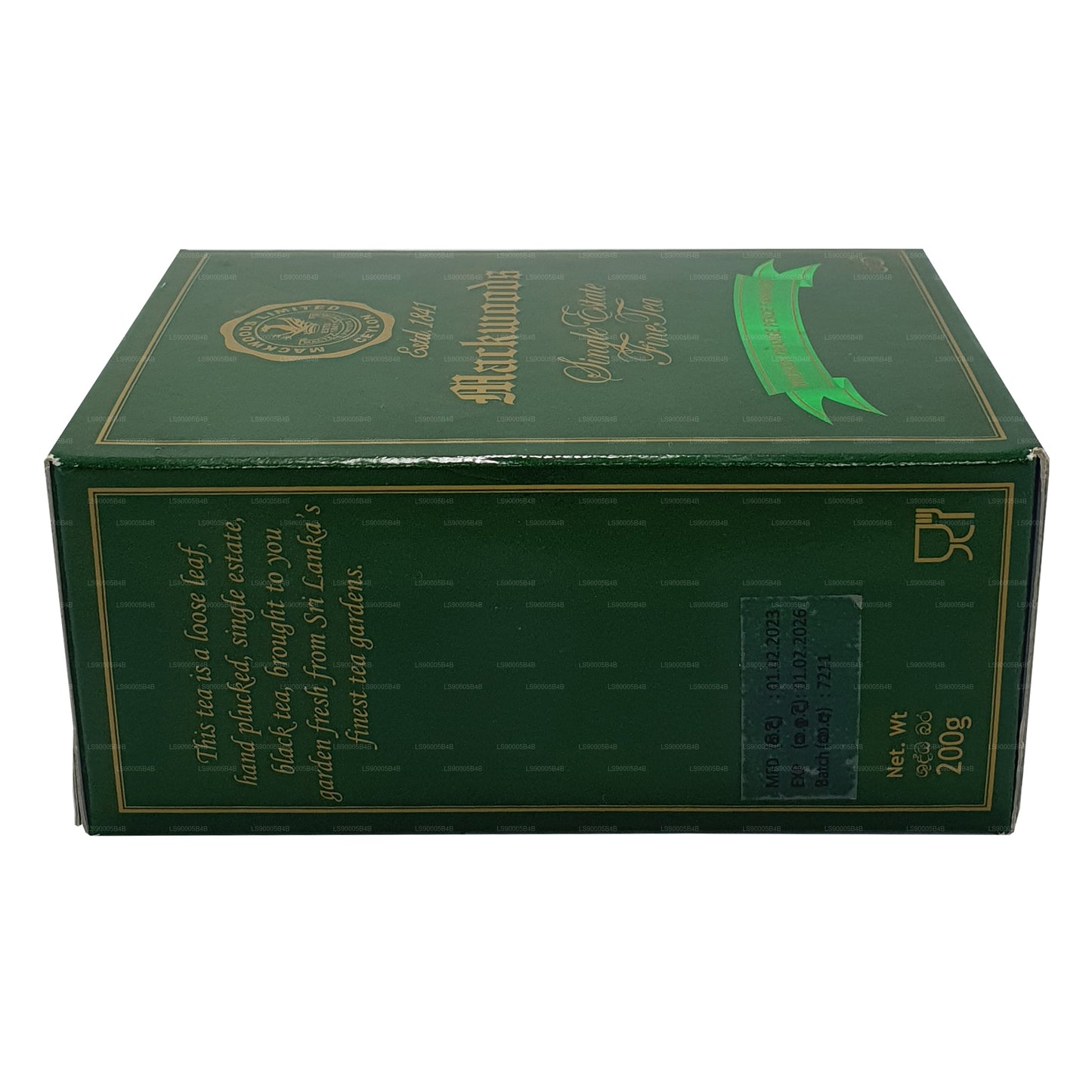 Té negro de Ceilán de hojas sueltas Mackwoods Single Estate Broken Orange Pekoe Fannings (BOPF) (200 g)