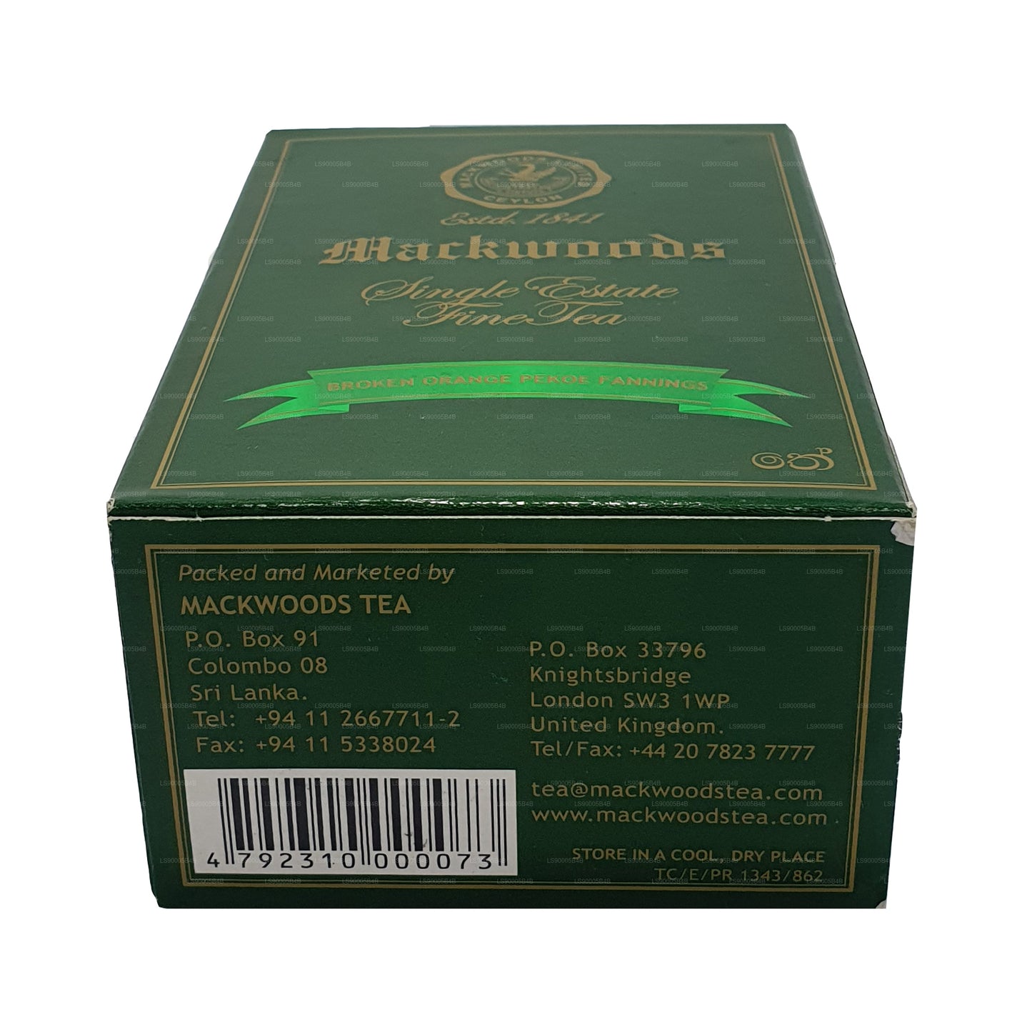 Té negro de Ceilán de hojas sueltas Mackwoods Single Estate Broken Orange Pekoe Fannings (BOPF) (200 g)