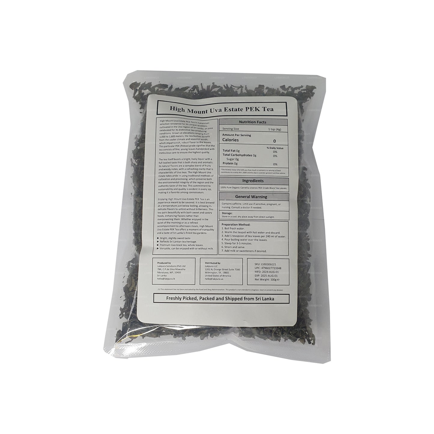 Té Lakpura® Uva High Mount Uva Estate PEK (100 g)