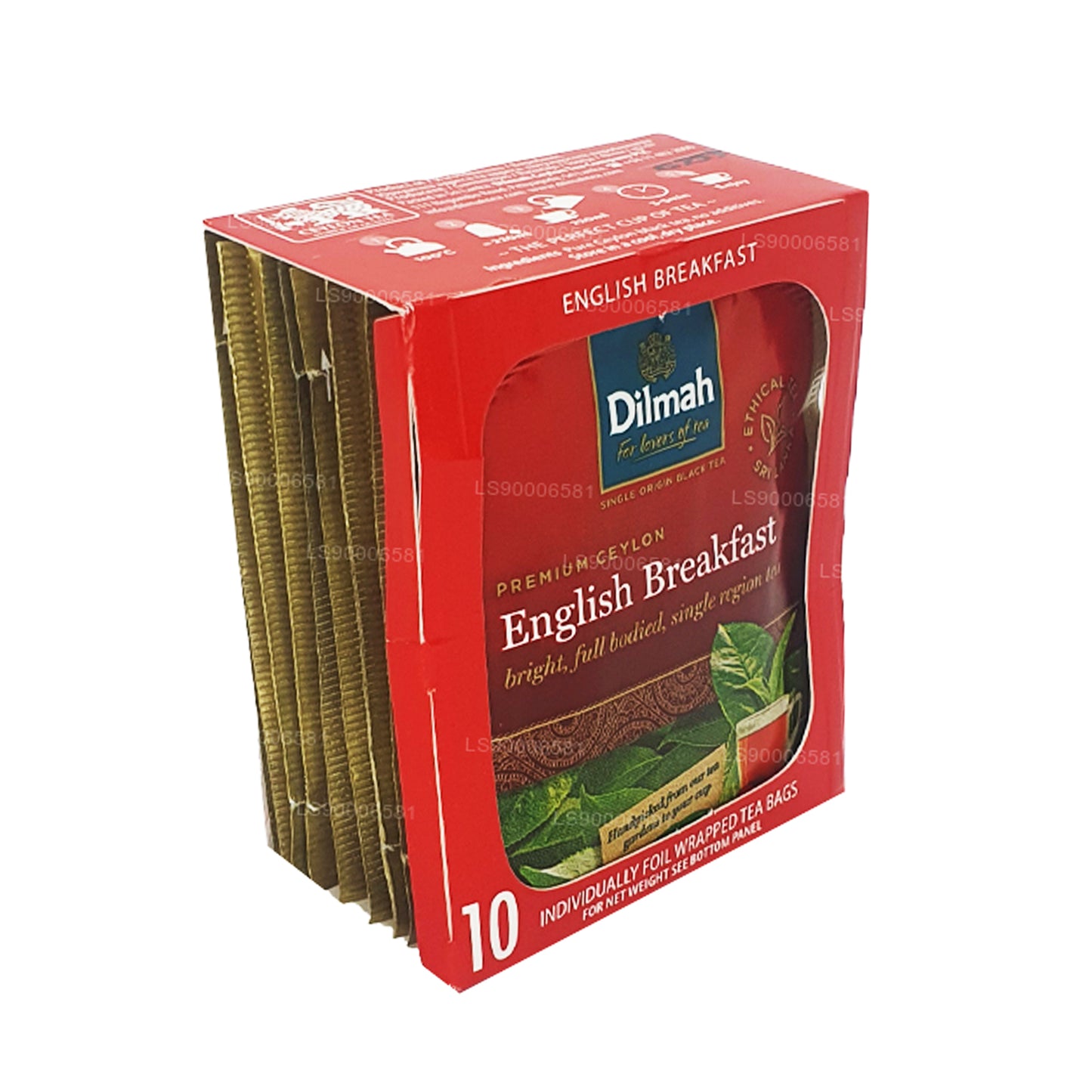 Té de desayuno inglés Dilmah (20 g), 10 bolsitas de té envueltas individualmente en papel de aluminio