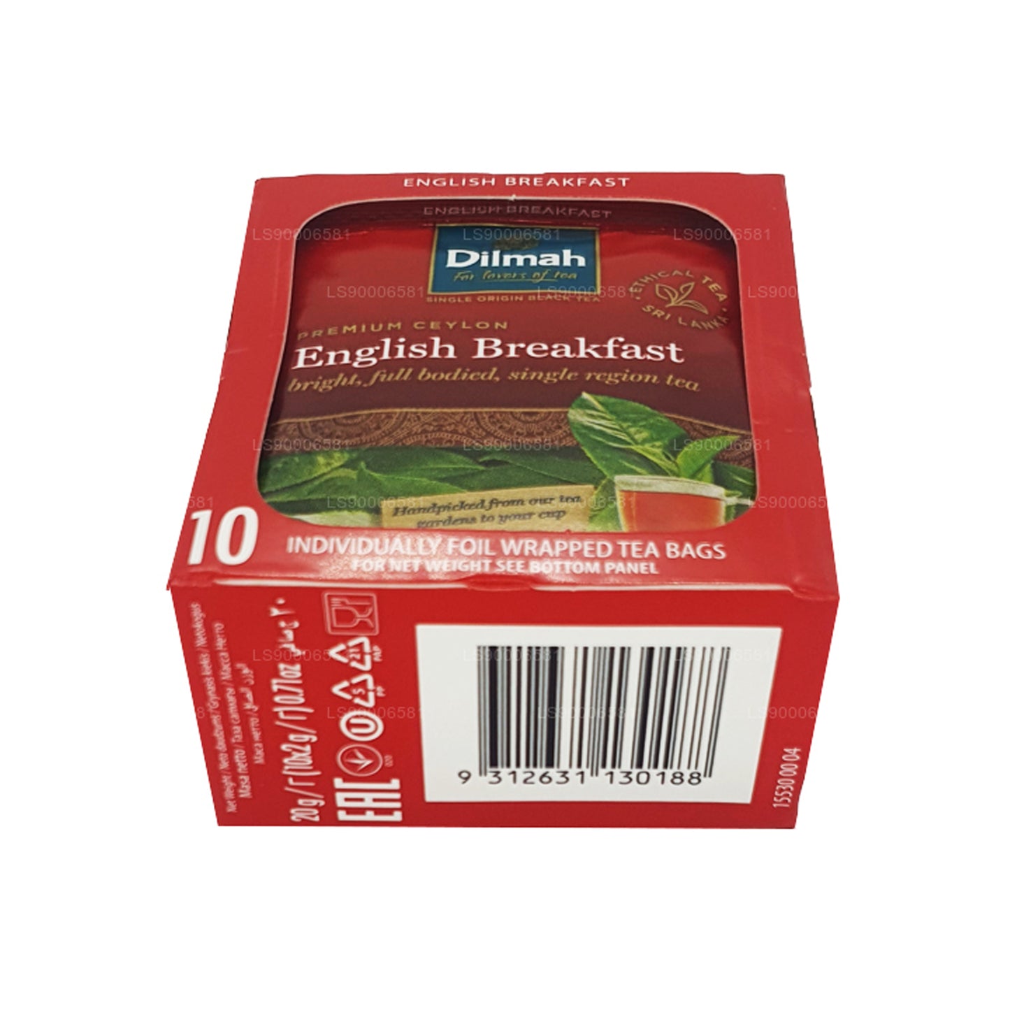 Té de desayuno inglés Dilmah (20 g), 10 bolsitas de té envueltas individualmente en papel de aluminio