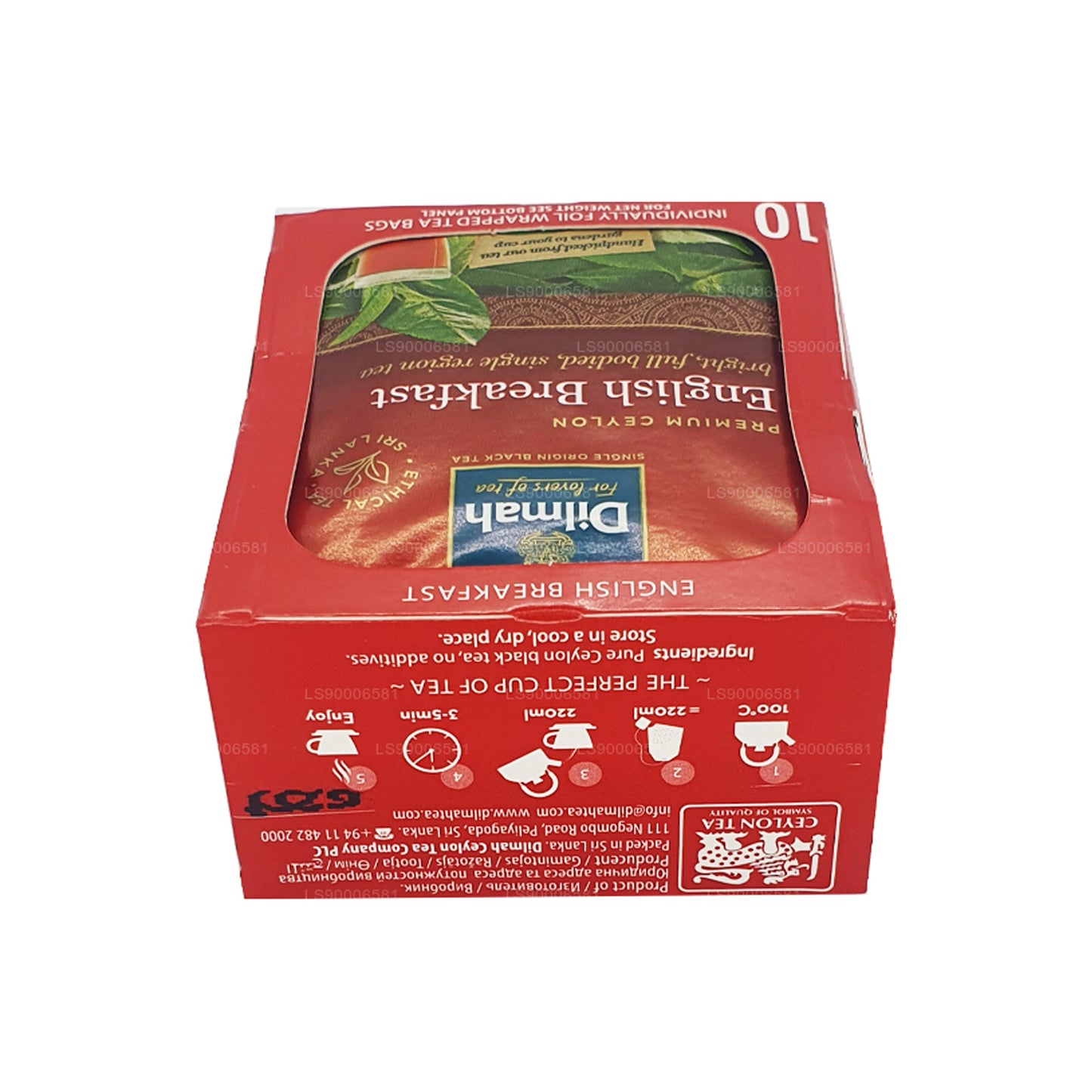 Té de desayuno inglés Dilmah (20 g), 10 bolsitas de té envueltas individualmente en papel de aluminio