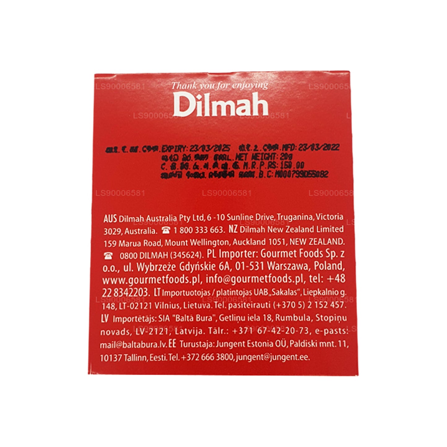 Té de desayuno inglés Dilmah (20 g), 10 bolsitas de té envueltas individualmente en papel de aluminio