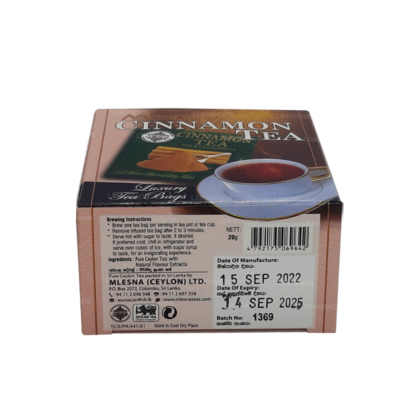 Té de canela Mlesna (20 g) 10 bolsitas de té de lujo