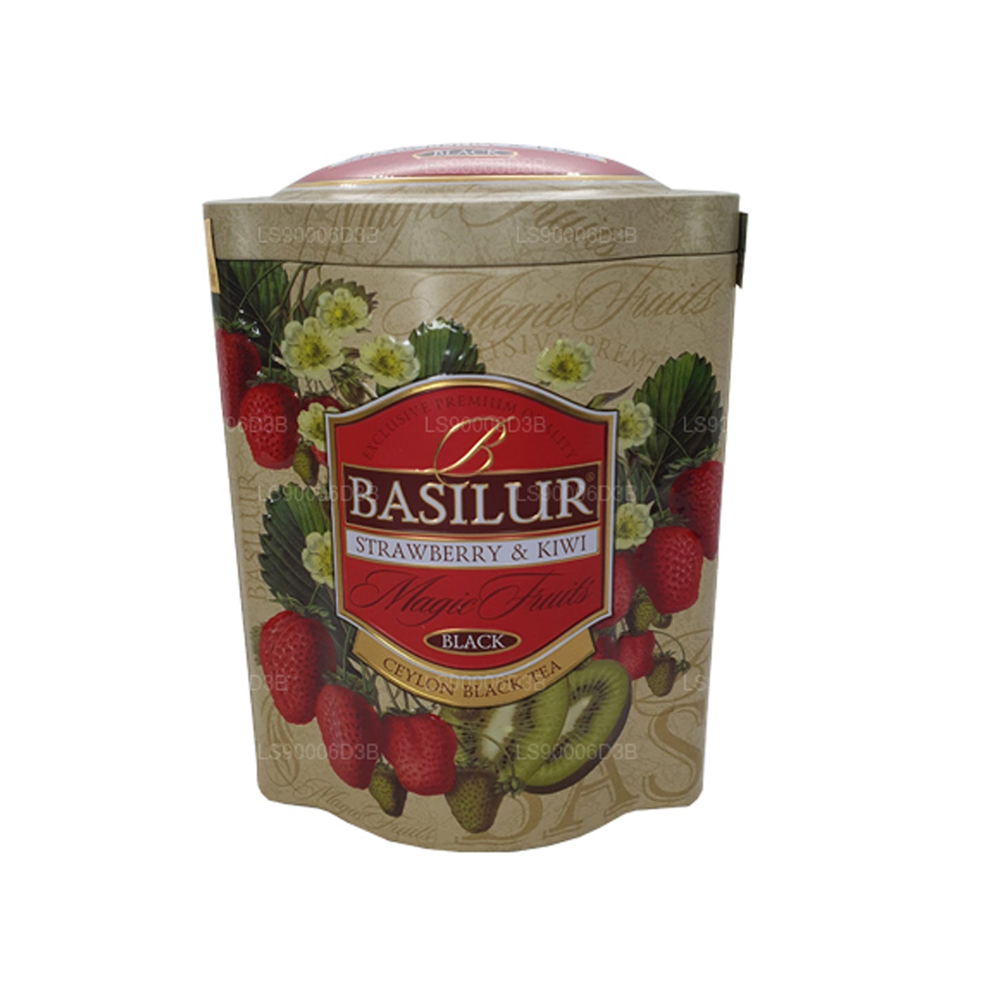 Carrito de lata Basilur con frutas mágicas de fresa y kiwi (100 g)