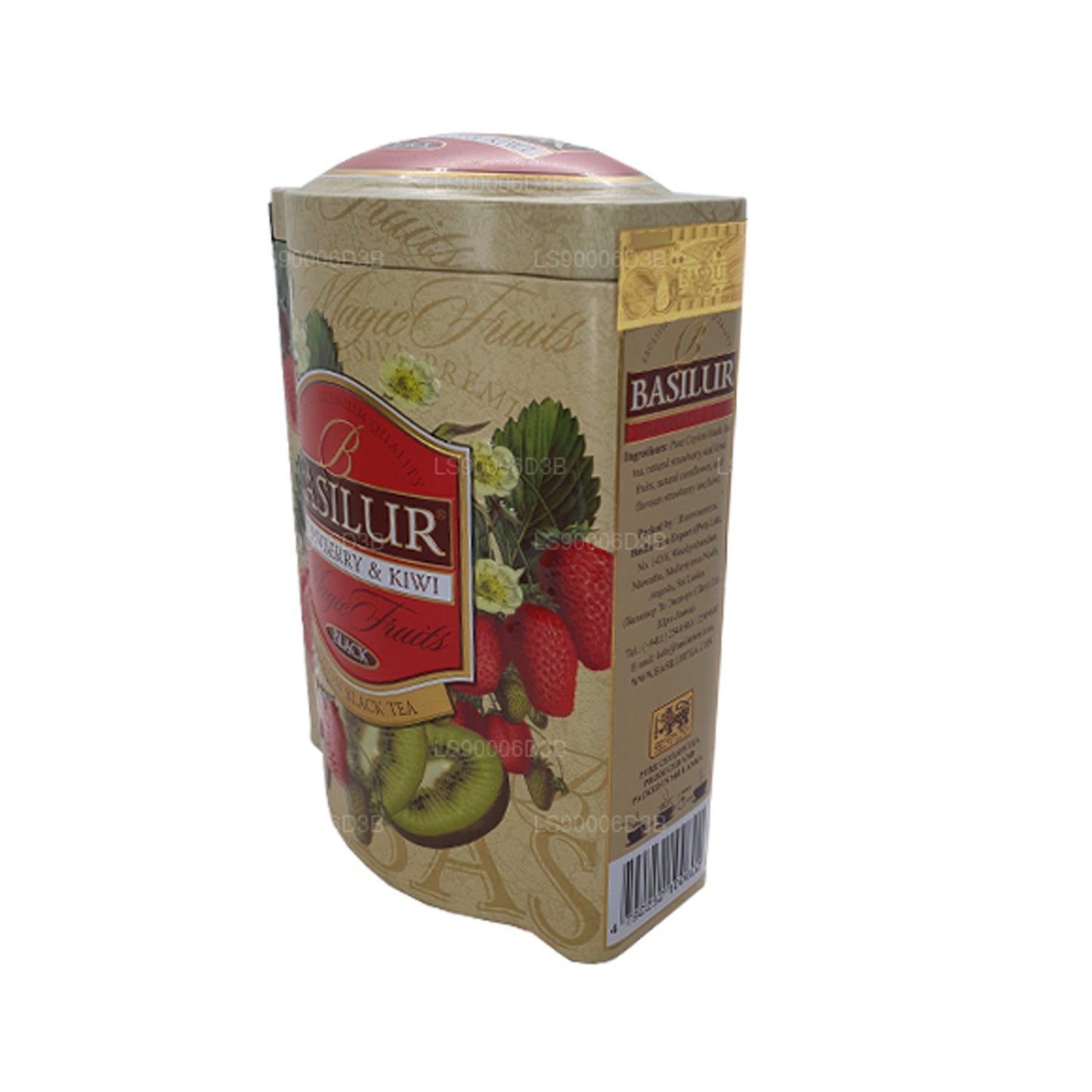 Carrito de lata Basilur con frutas mágicas de fresa y kiwi (100 g)