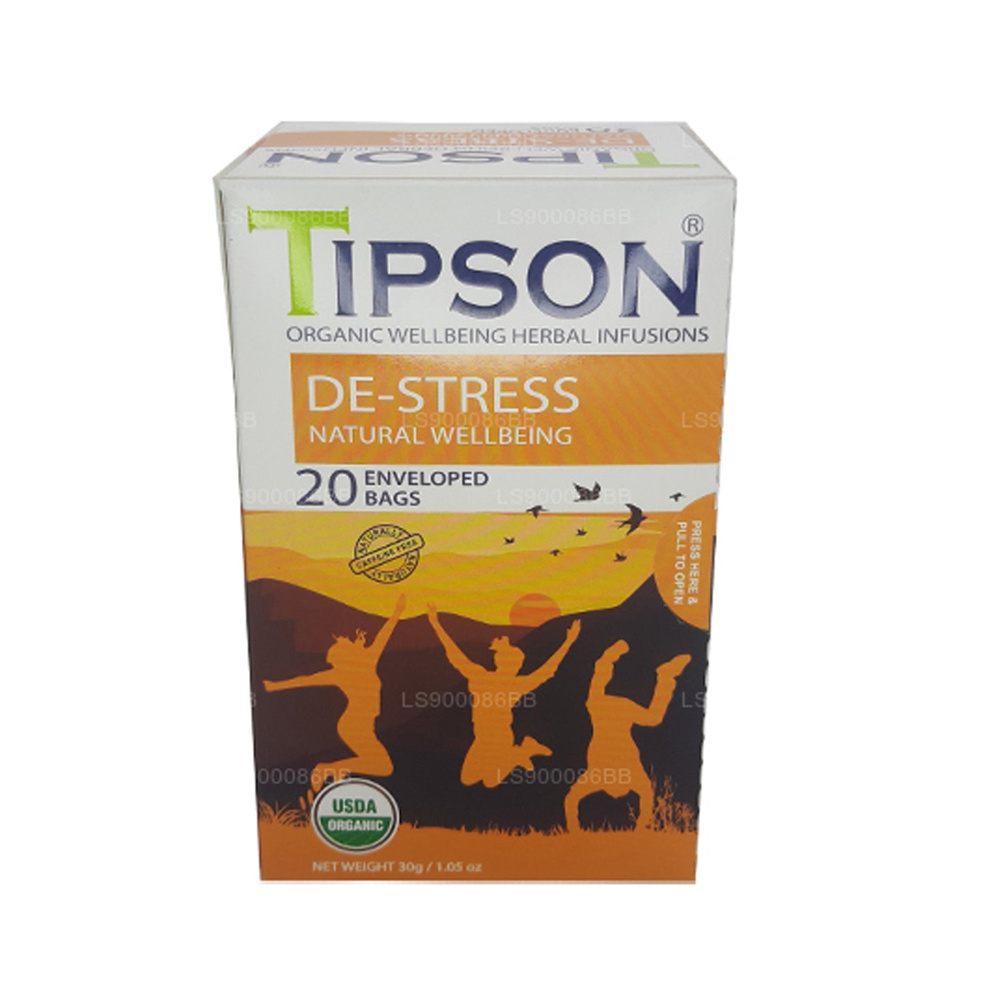 Tipson De-Stress Natural Wellbeing (30 g), 20 bolsitas de té envueltas