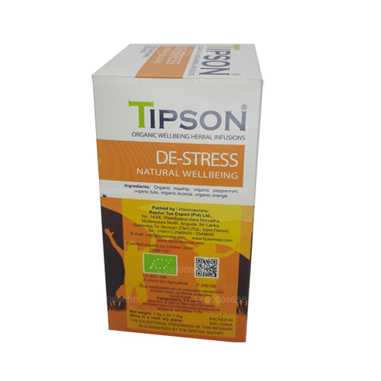 Tipson De-Stress Natural Wellbeing (30 g), 20 bolsitas de té envueltas