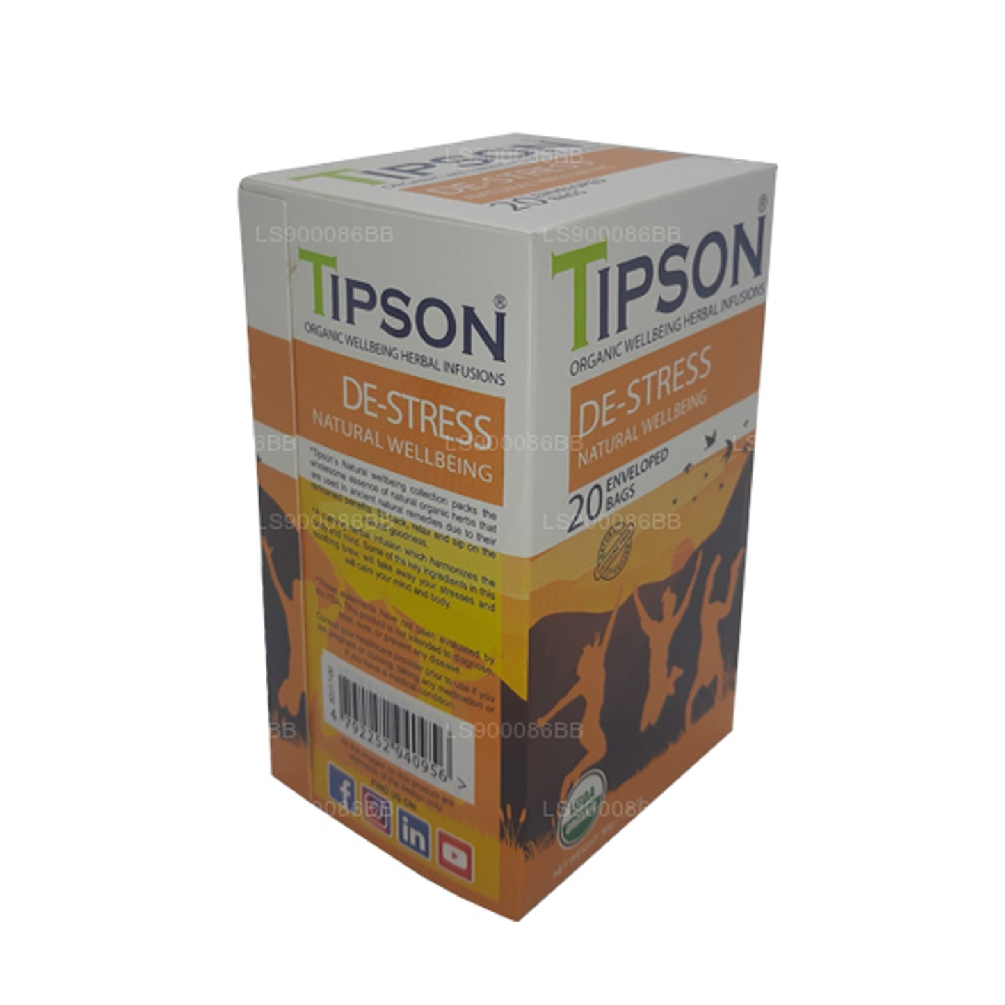 Tipson De-Stress Natural Wellbeing (30 g), 20 bolsitas de té envueltas