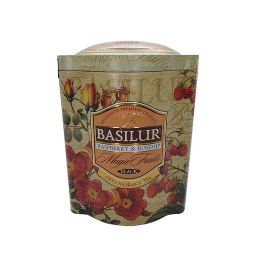 Caja de lata Basilur Magic Fruits de frambuesa y rosa mosqueta (100 g)