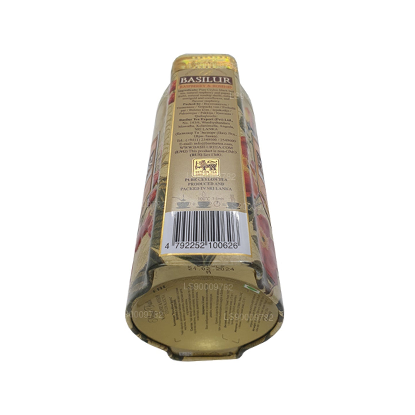 Caja de lata Basilur Magic Fruits de frambuesa y rosa mosqueta (100 g)