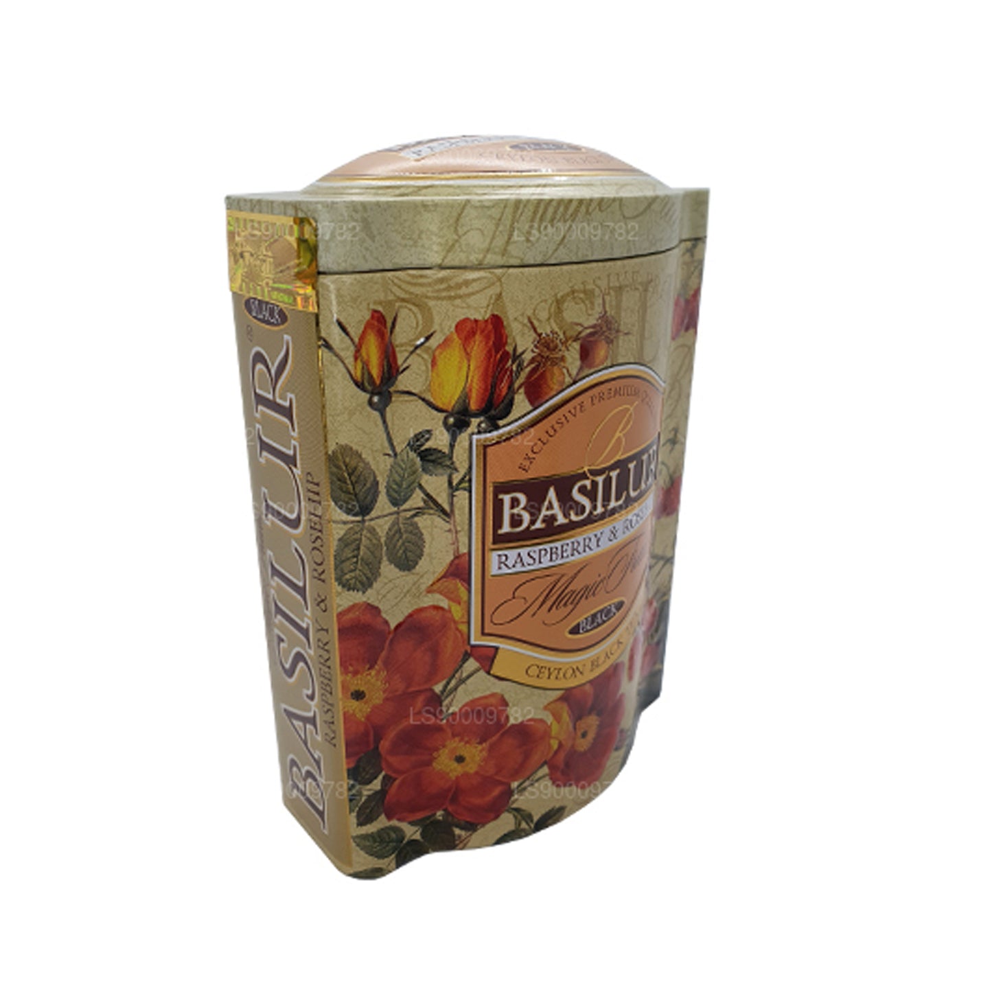 Caja de lata Basilur Magic Fruits de frambuesa y rosa mosqueta (100 g)