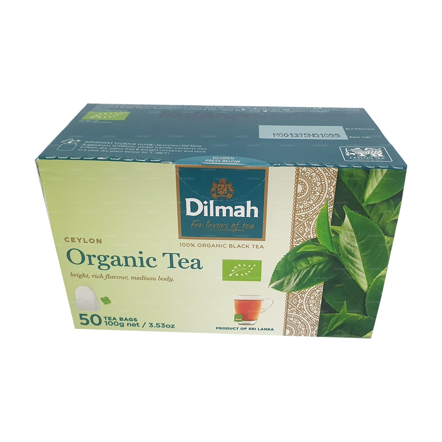 Té orgánico Dilmah (100 g) 50 bolsitas de té