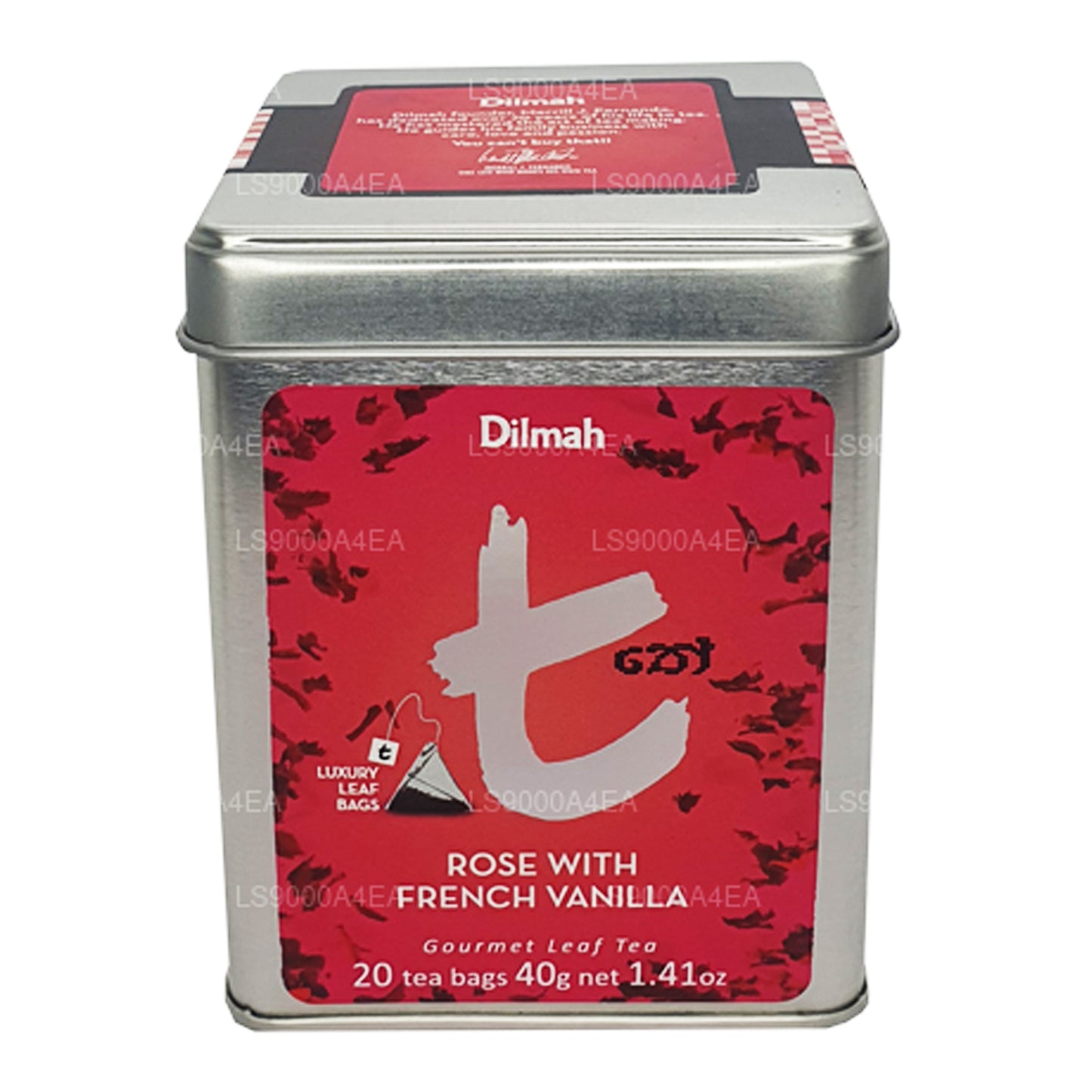 Dilmah serie T de rosas con vainilla francesa, 20 bolsitas de té en hojas (40 g)
