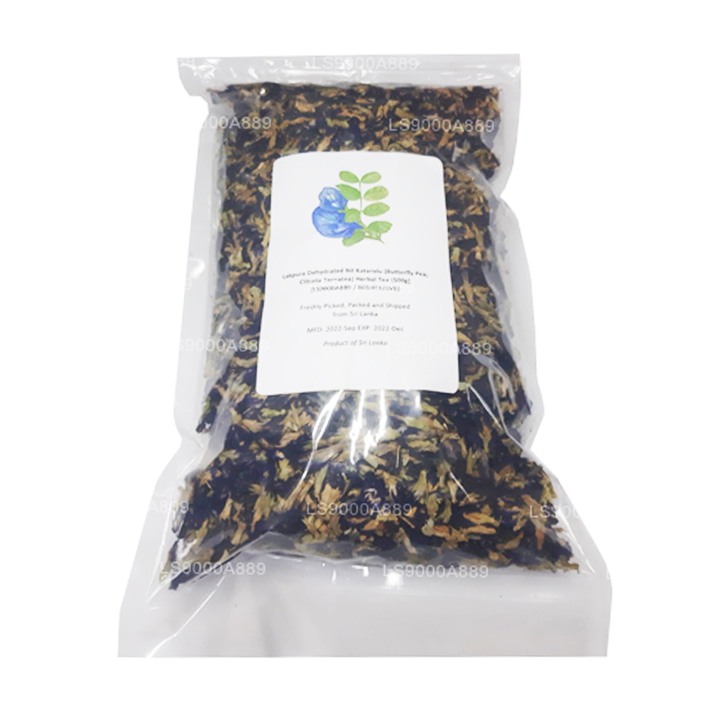 Té de hierbas Lakpura deshidratado Nil Katarolu (arveja mariposa; Clitoria Ternatea) (40 g)