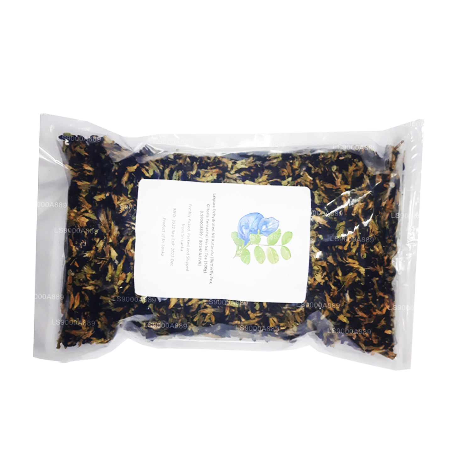 Té de hierbas Lakpura deshidratado Nil Katarolu (arveja mariposa; Clitoria Ternatea) (40 g)