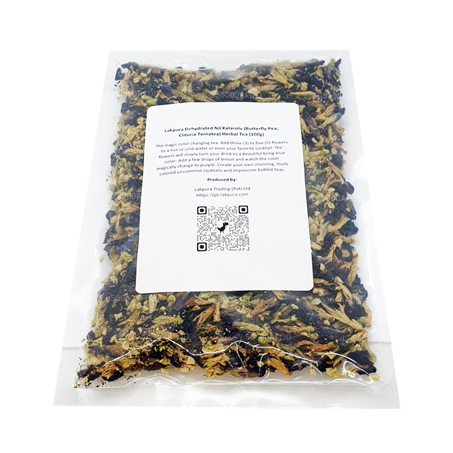 Té de hierbas Lakpura deshidratado Nil Katarolu (arveja mariposa; Clitoria Ternatea) (40 g)