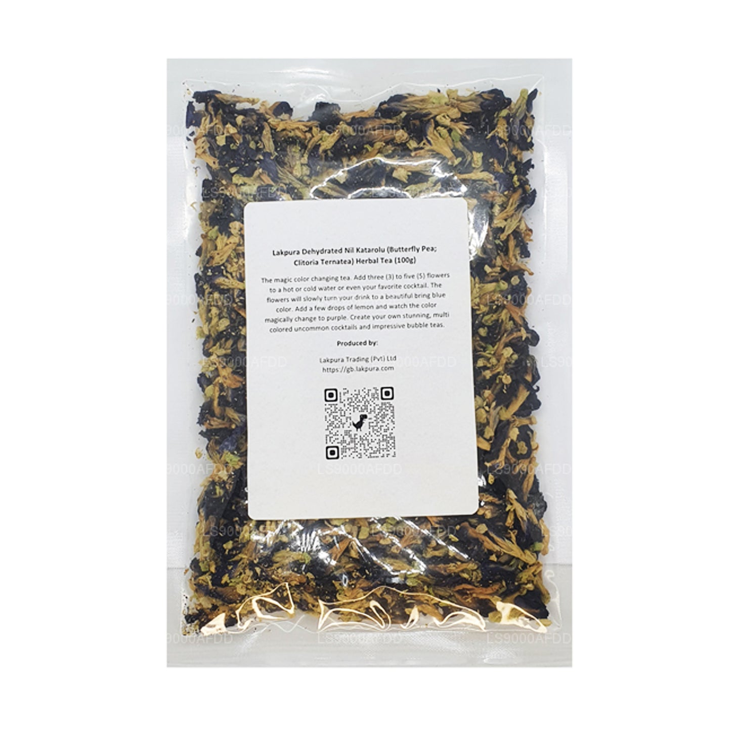 Té de hierbas Lakpura deshidratado Nil Katarolu (arveja mariposa; Clitoria Ternatea) (40 g)