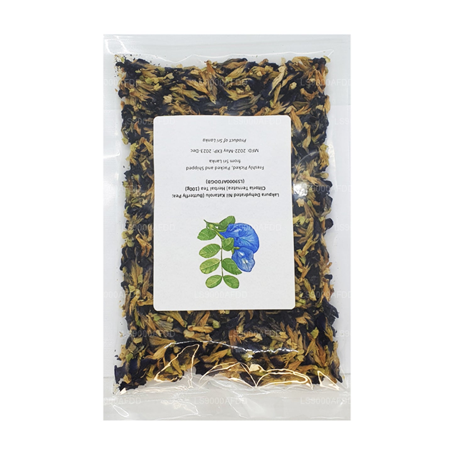 Té de hierbas Lakpura deshidratado Nil Katarolu (arveja mariposa; Clitoria Ternatea) (40 g)