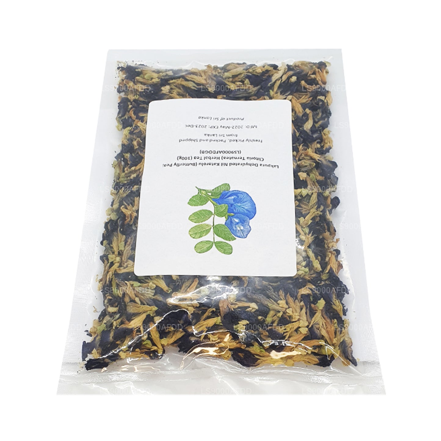 Té de hierbas Lakpura deshidratado Nil Katarolu (arveja mariposa; Clitoria Ternatea) (40 g)