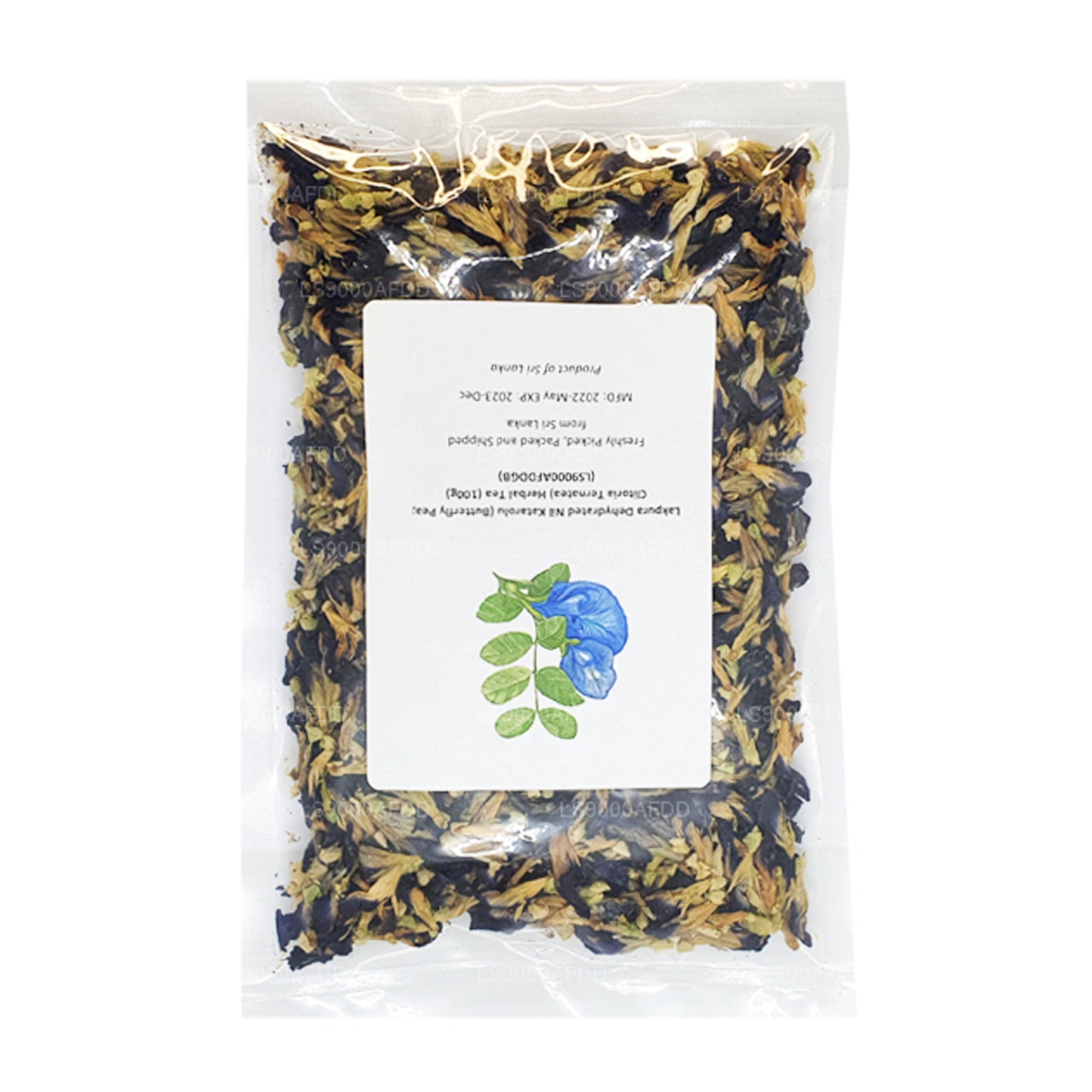Té de hierbas Lakpura deshidratado Nil Katarolu (arveja mariposa; Clitoria Ternatea) (40 g)