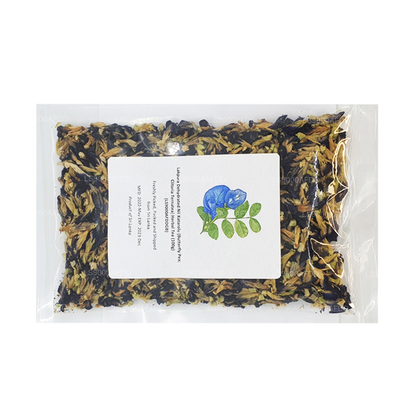 Té de hierbas Lakpura deshidratado Nil Katarolu (arveja mariposa; Clitoria Ternatea) (40 g)