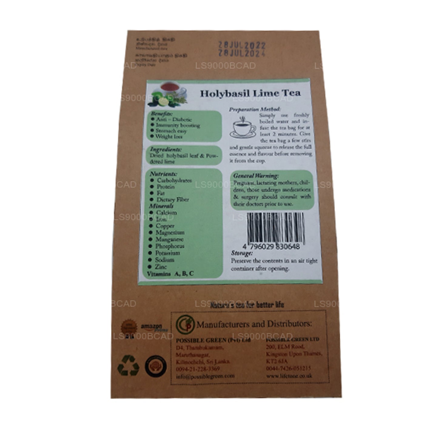Té de lima Holy Basil de Lifetone (40 g)