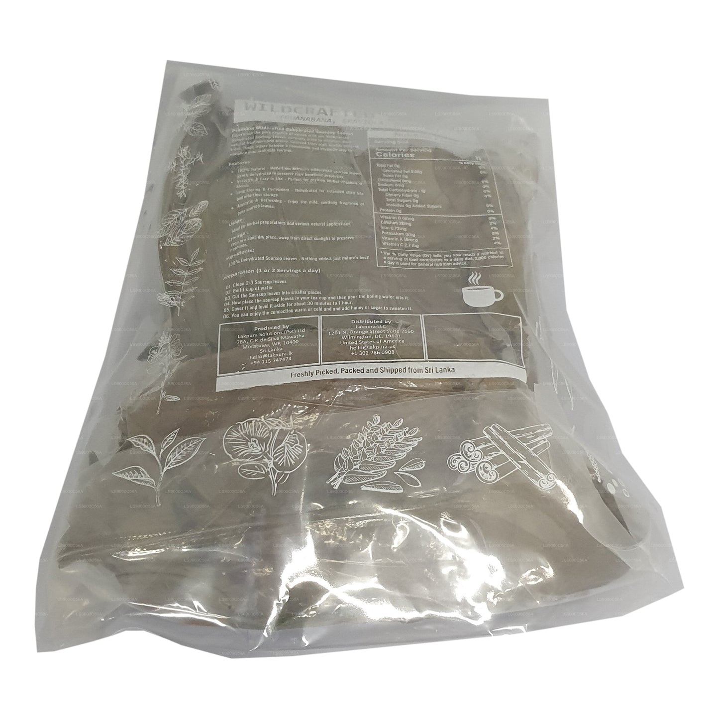 Hojas Deshidratadas Enteras de Guanábana Silvestre Lakpura® (Guanabana, Graviola, Guyabano)